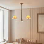 117835 Lille 2 Light Linear Pendant Antique Brass Plate & Natural Faux Linen