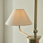 117835 Lille 2 Light Linear Pendant Antique Brass Plate & Natural Faux Linen