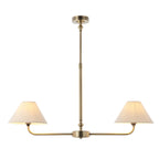 117835 Lille 2 Light Linear Pendant Antique Brass Plate & Natural Faux Linen