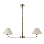 117835 Lille 2 Light Linear Pendant Antique Brass Plate & Natural Faux Linen