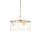 118467 Karine 3 Light Pendant Brushed Aged Brass Plate & Clear Handmade Textured Glass
