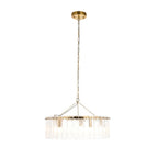 118468 Karine 5 Light Pendant Brushed Aged Brass Plate & Clear Handmade Textured Glass
