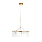118468 Karine 5 Light Pendant Brushed Aged Brass Plate & Clear Handmade Textured Glass