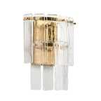 118470 Karine Wall Light Brushed Aged Brass Plate & Clear Handmade Textured Glass