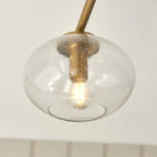 118507 Jacob 3 Light Semi Flush Ceiling Light Warm Brass Plate & Clear Bubble Glass