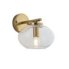 118509 Jacob Wall Light Warm Brass Plate & Clear Bubble Glass