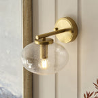 118509 Jacob Wall Light Warm Brass Plate & Clear Bubble Glass