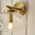 118509 Jacob Wall Light Warm Brass Plate & Clear Bubble Glass