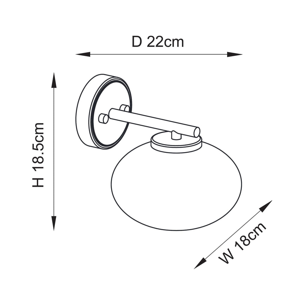 118509 Jacob Wall Light Warm Brass Plate & Clear Bubble Glass