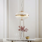 118580 Somerset 3 Light Pendant Vintage Brass Finish & Clear Ribbed Glass