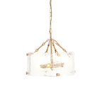 118583 Keller 4 Light Pendant Brushed Aged Brass Plate & Handmade Textured Clear Glass