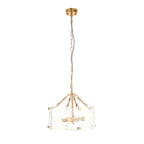 118583 Keller 4 Light Pendant Brushed Aged Brass Plate & Handmade Textured Clear Glass