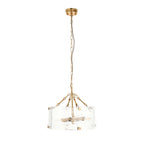 118583 Keller 4 Light Pendant Brushed Aged Brass Plate & Handmade Textured Clear Glass