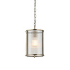 118595 Ridgeton Pendant Antique Brass Plate & Clear Ribbed Glass
