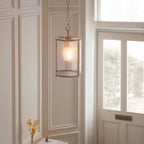 118595 Ridgeton Pendant Antique Brass Plate & Clear Ribbed Glass