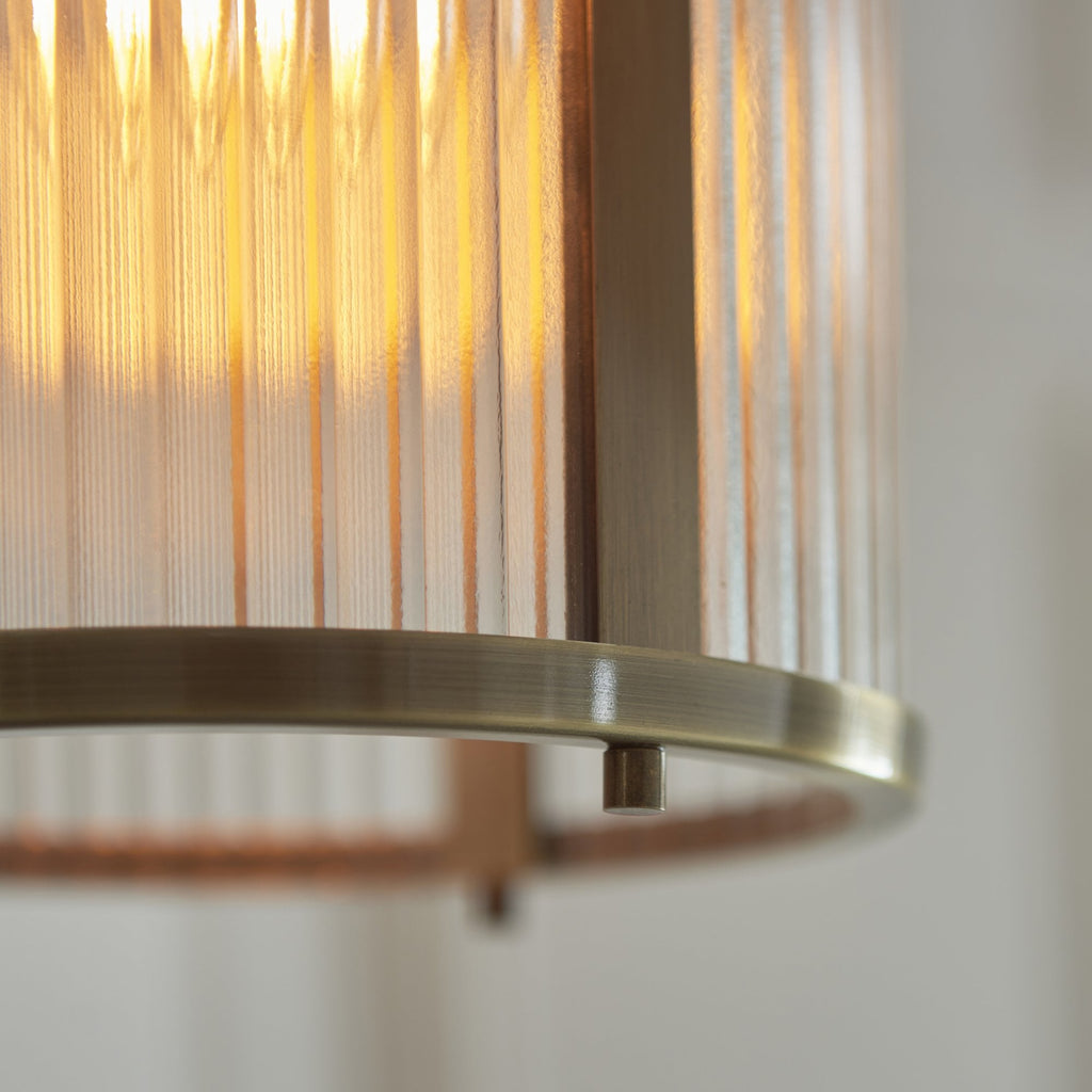 118595 Ridgeton Pendant Antique Brass Plate & Clear Ribbed Glass