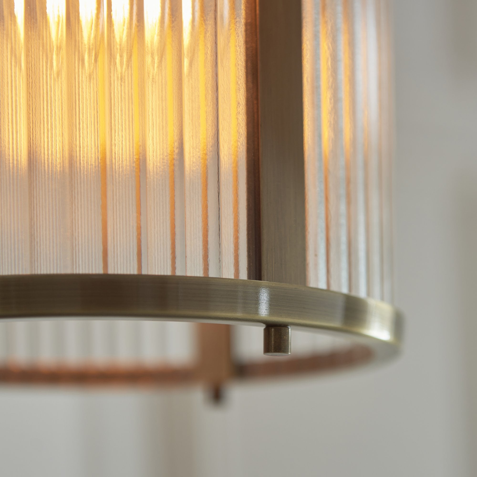 118595 Ridgeton Pendant Antique Brass Plate & Clear Ribbed Glass
