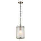 118595 Ridgeton Pendant Antique Brass Plate & Clear Ribbed Glass