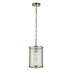 118595 Ridgeton Pendant Antique Brass Plate & Clear Ribbed Glass