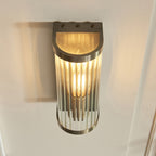 118596 Ridgeton Wall Light Antique Brass Plate & Clear Ribbed Glass