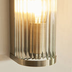 118596 Ridgeton Wall Light Antique Brass Plate & Clear Ribbed Glass