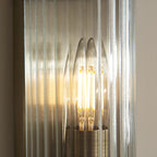118596 Ridgeton Wall Light Antique Brass Plate & Clear Ribbed Glass