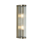 118597 Ridgeton 2 Light Wall Light Antique Brass Plate & Clear Ribbed Glass