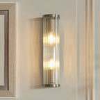 118597 Ridgeton 2 Light Wall Light Antique Brass Plate & Clear Ribbed Glass