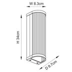 118597 Ridgeton 2 Light Wall Light Antique Brass Plate & Clear Ribbed Glass
