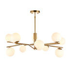 118652 Aaron 10 Light Pendant Brushed Aged Brass Plate & Matt Opal Glass