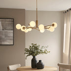 118652 Aaron 10 Light Pendant Brushed Aged Brass Plate & Matt Opal Glass