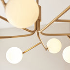 118652 Aaron 10 Light Pendant Brushed Aged Brass Plate & Matt Opal Glass