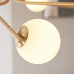 118652 Aaron 10 Light Pendant Brushed Aged Brass Plate & Matt Opal Glass