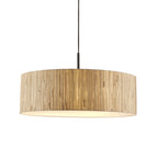 118672 Longshore 3 Light Pendant Natural Seagrass, Matt Black & White Fabric