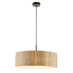 118672 Longshore 3 Light Pendant Natural Seagrass, Matt Black & White Fabric