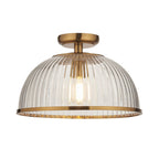 118751 Somerset Downlight Flush Vintage Brass Finish & Clear Ribbed Glass