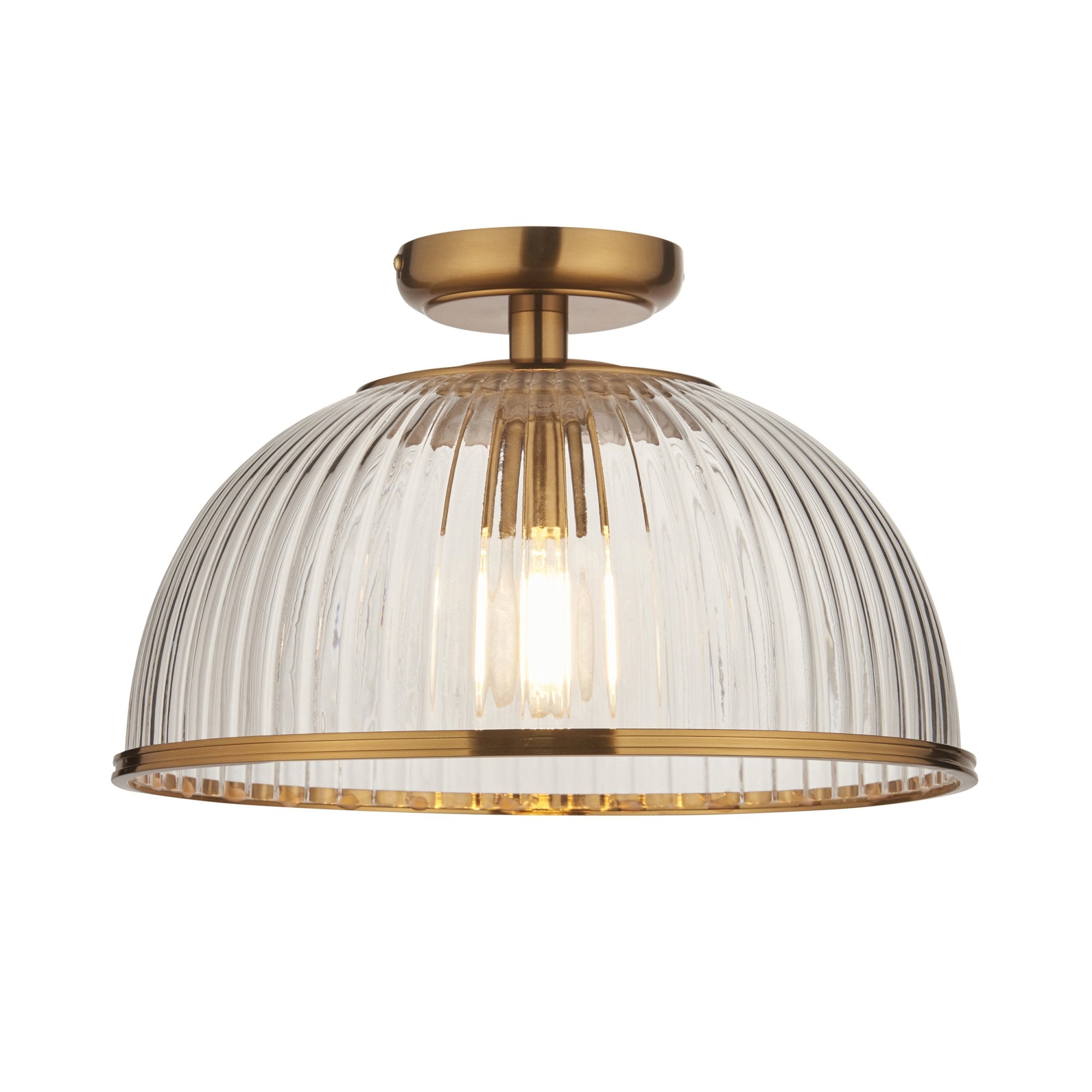 118751 Somerset Downlight Flush Vintage Brass Finish & Clear Ribbed Glass