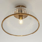 118751 Somerset Downlight Flush Vintage Brass Finish & Clear Ribbed Glass