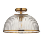 118751 Somerset Downlight Flush Vintage Brass Finish & Clear Ribbed Glass