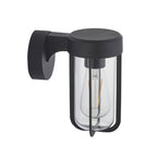 118758 Lucca Outdoor Wall Light Textured Black & Clear Glass