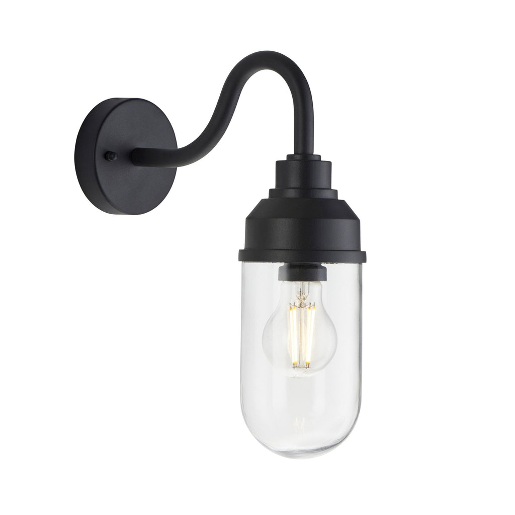 118760 Truro Outdoor Wall Light Textured Black & Clear Glass