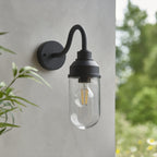 118760 Truro Outdoor Wall Light Textured Black & Clear Glass