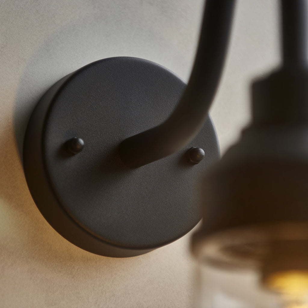118760 Truro Outdoor Wall Light Textured Black & Clear Glass