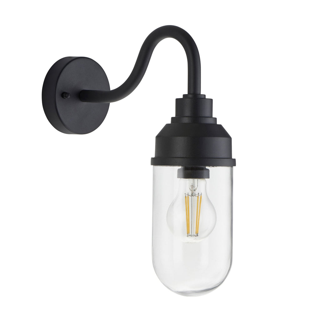 118760 Truro Outdoor Wall Light Textured Black & Clear Glass