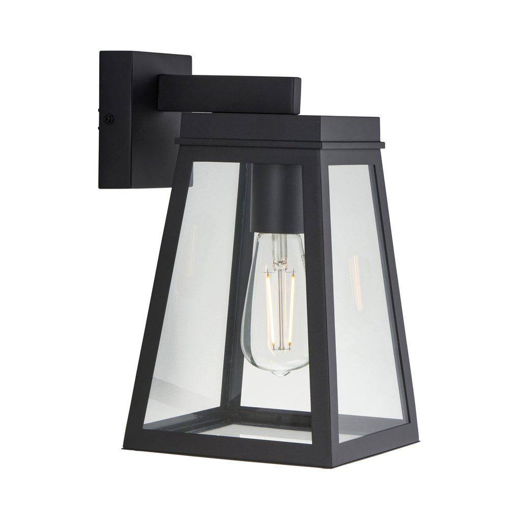 118762 Lymington Outdoor Wall Light Textured Black & Clear Glass