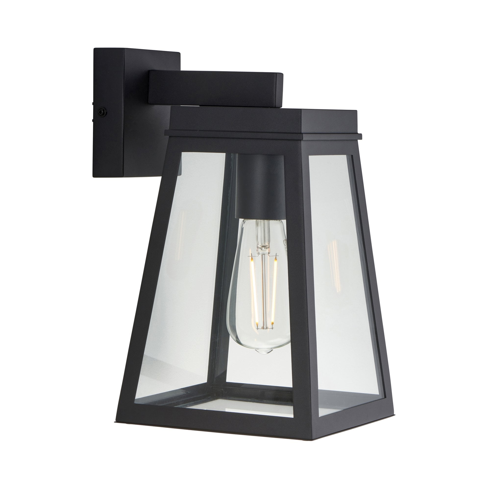118762 Lymington Outdoor Wall Light Textured Black & Clear Glass
