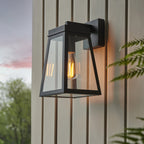 118762 Lymington Outdoor Wall Light Textured Black & Clear Glass