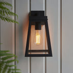 118762 Lymington Outdoor Wall Light Textured Black & Clear Glass