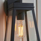 118762 Lymington Outdoor Wall Light Textured Black & Clear Glass