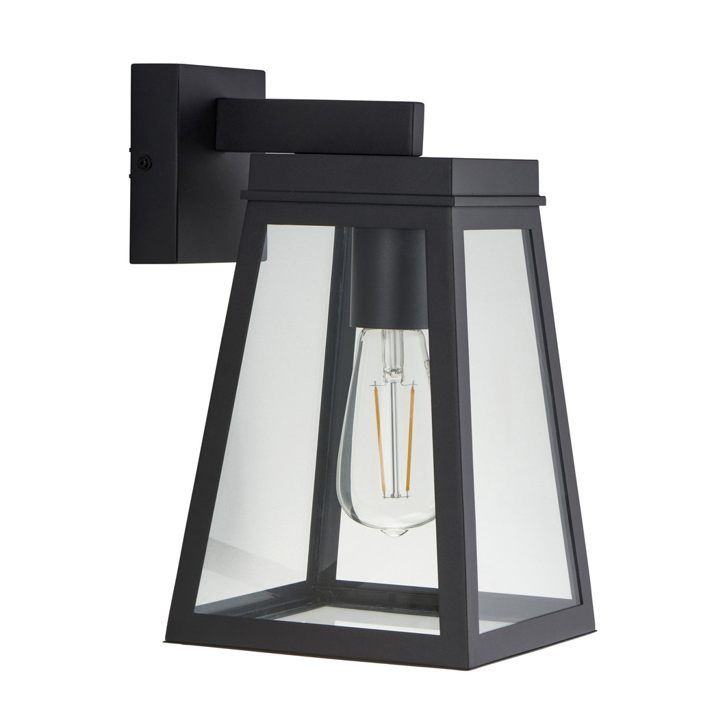 118762 Lymington Outdoor Wall Light Textured Black & Clear Glass